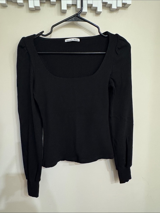 Reformation Tops - Reformation Black Ribbed Long-Sleeve Square Neck Top